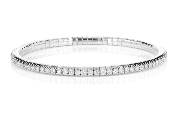 Diamond Flex Bangle Tennis Bracelet 14k Solid Gold 2.20ctw