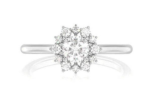 0.45ctw Flower Burst - Diamond Engagement Ring - All Natural 