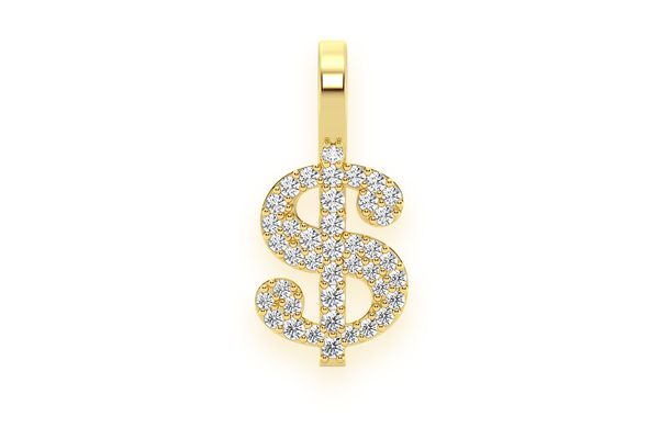 Dollar Sign Diamond Pendant 14k Solid Gold 0.20ctw