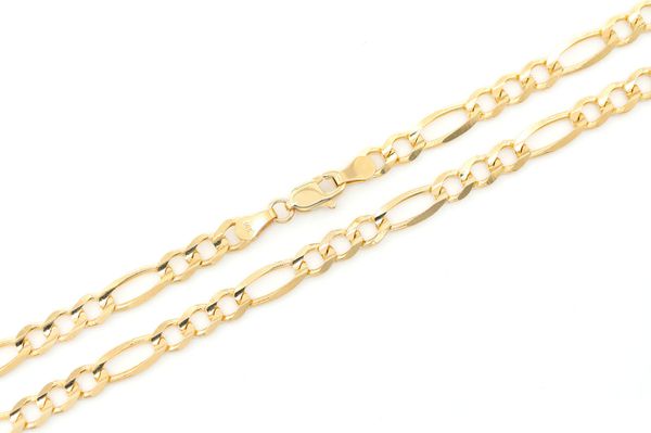 4.5MM Solid Figaro - 14k Solid Gold Bracelet