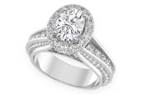 Monst - 1.00ct Oval Solitaire - Three Row Graduated Split Halo - Diamond Engagement Ring - All Natural Vs Diamonds