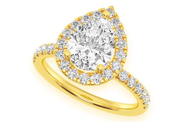 Thav - 1.50ct Pear Solitaire - Scallop Halo One Row - Diamond Engagement Ring - All Natural