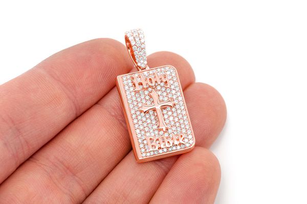 Bible Book Diamond Pendant 14k Solid Gold 1.50ctw