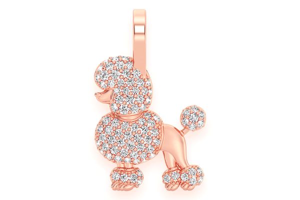 Poodle Diamond Pendant 14k Solid Gold 0.33ctw