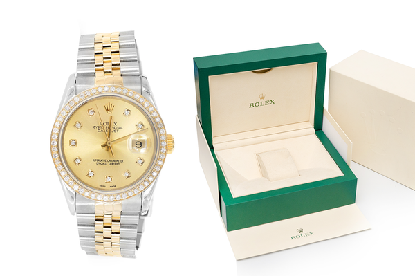 Rolex Datejust 36MM 18k Yellow Gold & Steel (16233) - 1.00ctw Diamond Bezel