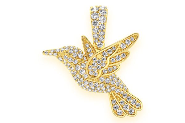 Hummingbird Flying Diamond Pendant 14k Solid Gold .65ctw