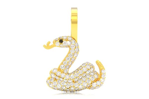 Snake Emoji Diamond Pendant 14k Solid Gold 0.33ctw