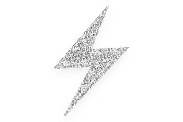 Lightning Bolt Double Layer Pendant 14k Solid Gold 0.65ctw