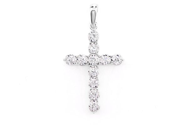 Bitty Miracle Set Diamond Cross Pendant 14k Solid Gold 0.20ctw 