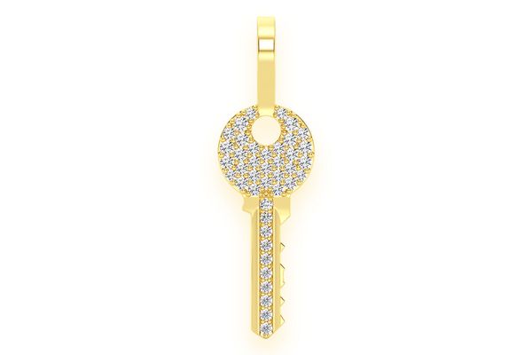 Key Diamond Pendant 14k Solid Gold 0.15ctw