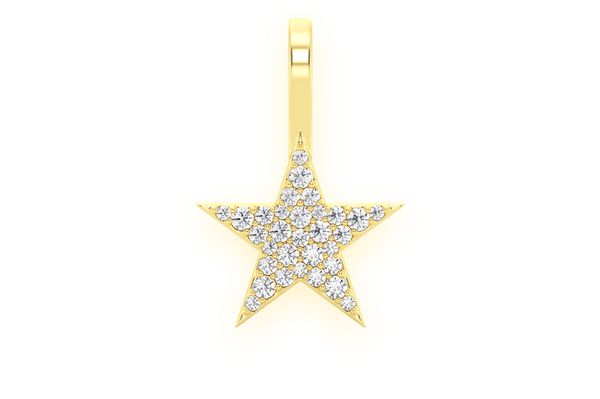 Five Point Star Diamond Pendant 14k Solid Gold .20ctw