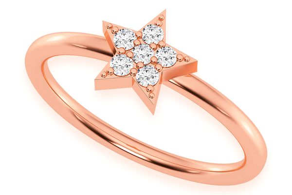 Star Diamond Ring 14k Solid Gold 0.10ctw 