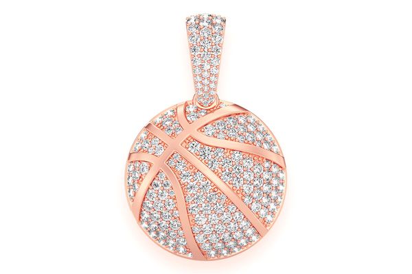 Basketball Diamond Pendant 14k Solid Gold 2.00ctw