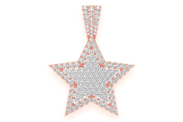 Star Double Layer Diamond Pendant 14k Solid Gold 1.00ctw