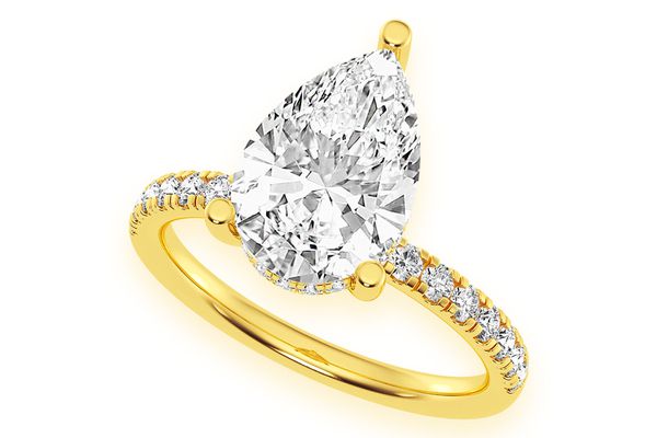 3.00ct Pear Solitaire - One Row Under Halo - Diamond Engagement Ring - All Natural