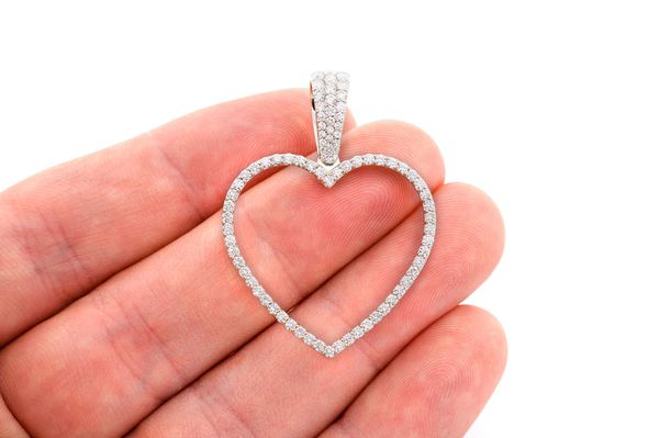 Heart Picture Diamond Pendant 14k Solid Gold 1.25ctw