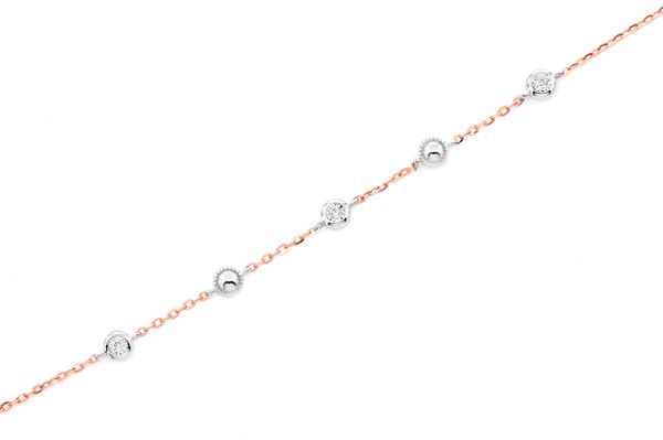 Bead & Bezel Diamond Bracelet 14k Solid Gold 0.05ctw