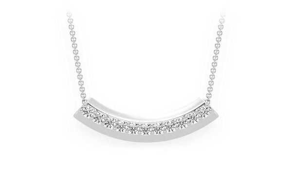 Noodle Diamond Pendant 14k Solid Gold Chain Attached 0.20ctw