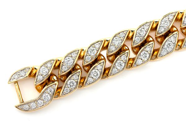 Signed 11.5MM Curb Link Diamond Bracelet 18k Solid Gold 4.00ctw