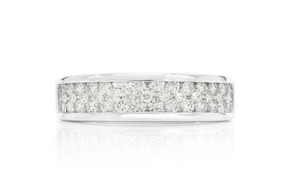 3 Row Diamond Band 14k Solid Gold 1.00ctw