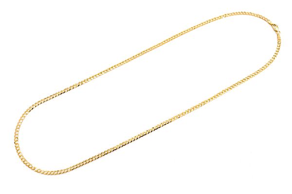 3MM Flat Curb Link 14k Solid Gold Chain