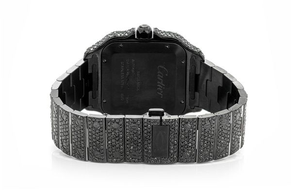 Icebox Cartier Santos De Cartier Black Diamonds 40MM Steel 20.00ctw