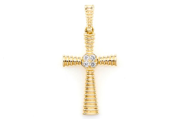 Dutch Cross Pendant Diamond Accent 14k Solid Gold 0.05ctw 