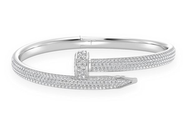 Medium Nail Diamond Bangle 14k Solid Gold 2.75ctw