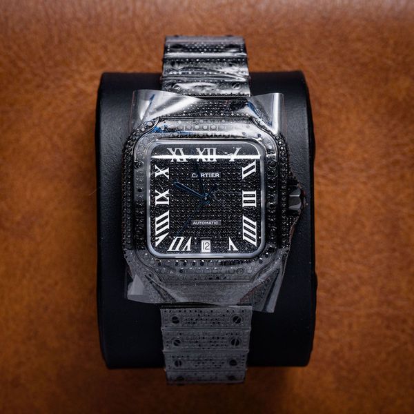 Cartier Santos Steel Black Coated 13.50ctw Black Diamonds (2024) - Wc