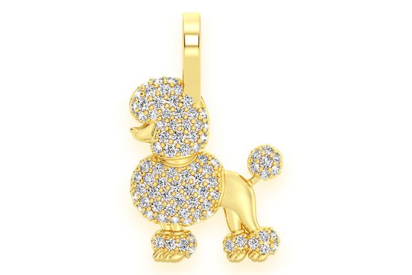 Poodle Diamond Pendant 14k Solid Gold 0.33ctw