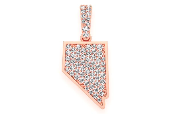  Nevada State Diamond Pendant 14k Solid Gold 0.35ctw