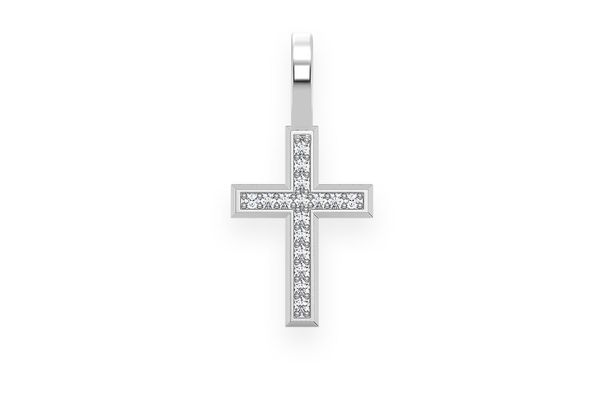 Angled Cross Diamond Pendant 14k Solid Gold .05ctw