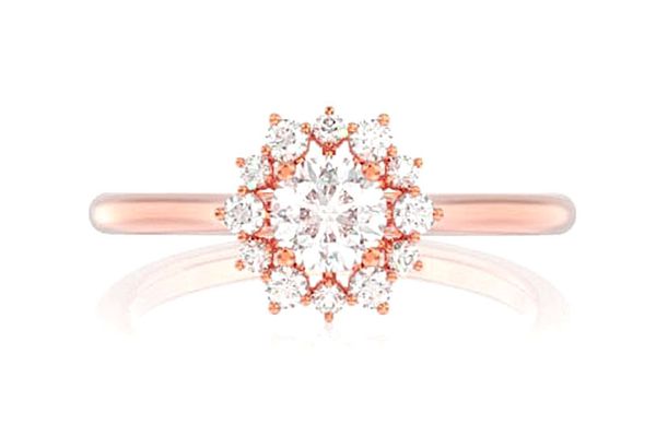 0.45ctw Flower Burst - Diamond Engagement Ring - All Natural 