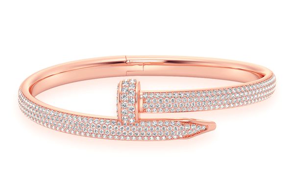 Medium Nail Diamond Bangle 14k Solid Gold 2.75ctw