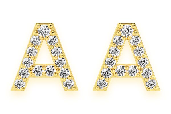 Alphabet Stud Diamond Earrings 14k Solid Gold 0.10ctw