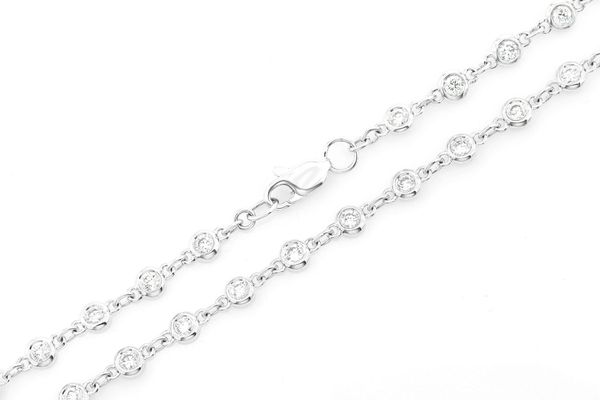 Eternity Round Bezel Set Diamond Necklace 14k Solid Gold 2.25ctw