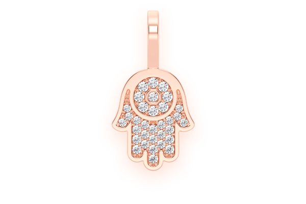 Hamsa Diamond Pendant 14k Solid Gold 0.20ctw