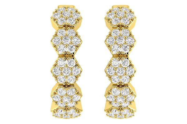 Hexagon Diamond Hoop Earrings 14k Solid Gold 0.30ctw 