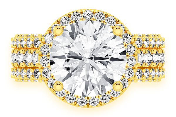 Tripp - 3.00ct Round Solitaire - Three Row - Diamond Engagement Ring - All Natural Vs Diamonds