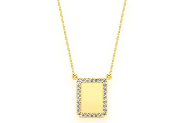 Rectangle Picture Diamond Necklace Connected 14k Solid Gold 0.15ctw