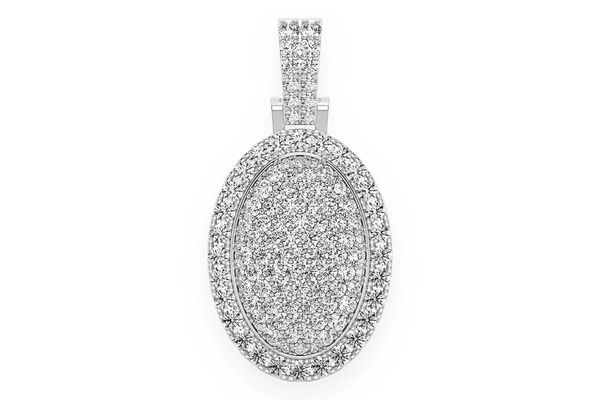 Oval Pillow Double Layer Diamond Pendant 14k Solid Gold 2.50ctw