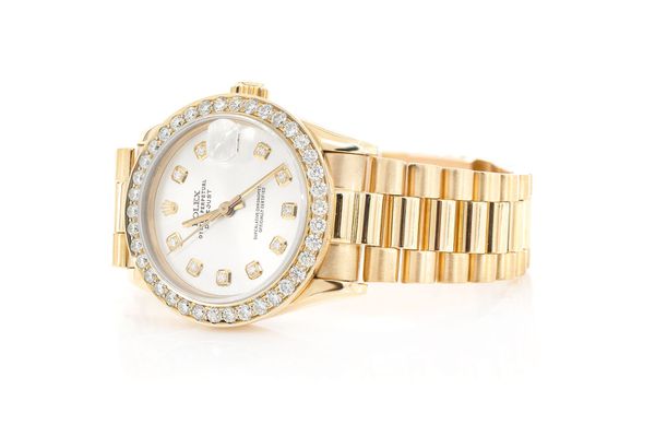 Rolex Presidential 31MM 18k Yellow Gold (68278) - 1.60ctw Diamond Bezel