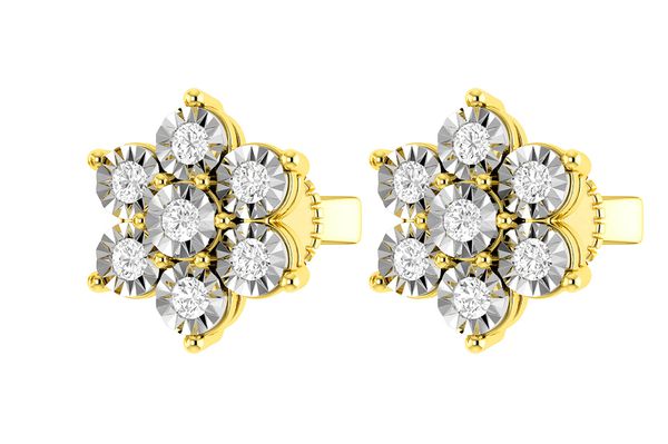 6 Point Diamond Flower Stud Earrings 14k Solid Gold 0.65ctw