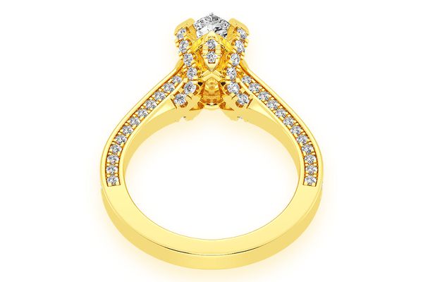 Chant - 1.50ct Pear Solitaire - Deluxe One Row Scallop - Diamond Engagement Ring - All Natural