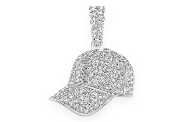 Baseball Cap Diamond Pendant 14k Solid Gold 0.50ctw