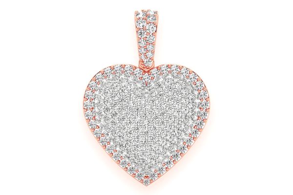 Bubbly Heart Double Layer Diamond Pendant 14k Solid Gold 2.00ctw