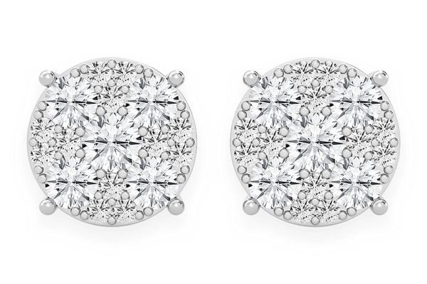 3.00ctw Mosaic Stud Diamond Earrings 14k Solid Gold