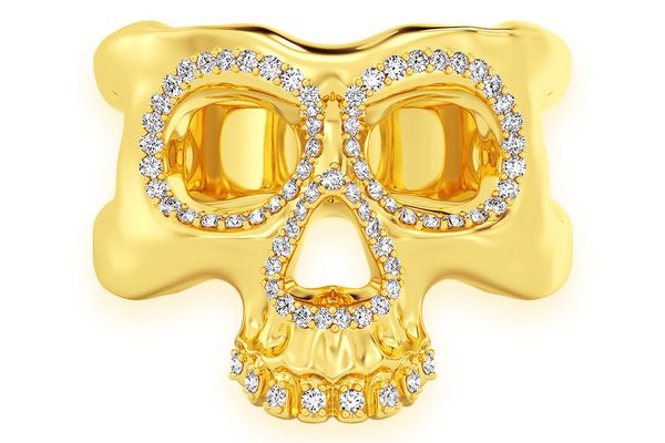 Skull Diamond Ring 14k Solid Gold 0.40ctw