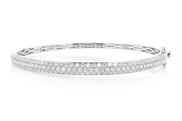 Bubbly Two-sided Diamond Bangle Bracelet 4.00ctw 14k Solid Gold