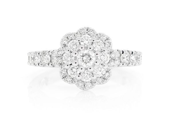 1.50ctw - Floral Halo Ring - Diamond Engagement Ring - All Natural